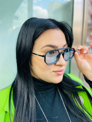 Shaped metal matte black blue